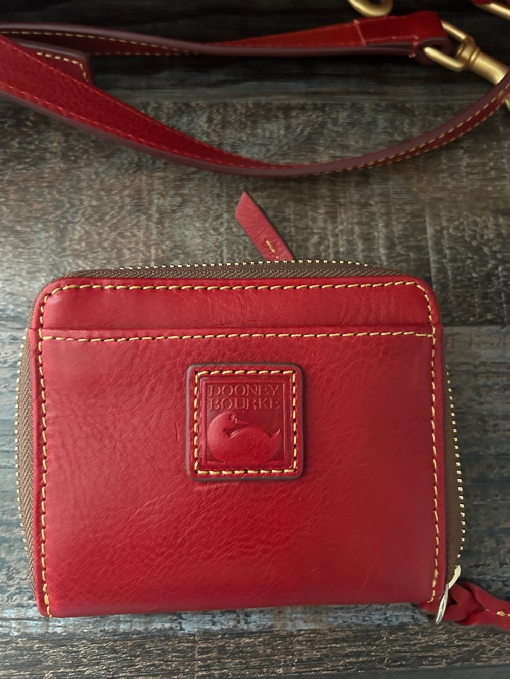 Dooney & Bourke Red Leather Zip-Around Coin Wallet